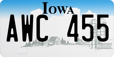 IA license plate AWC455