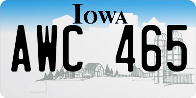 IA license plate AWC465
