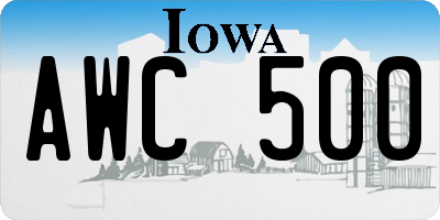 IA license plate AWC500
