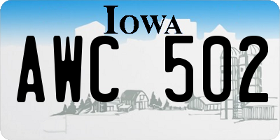 IA license plate AWC502