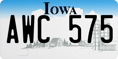 IA license plate AWC575