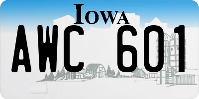 IA license plate AWC601