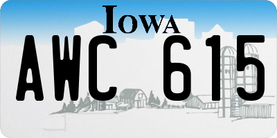 IA license plate AWC615