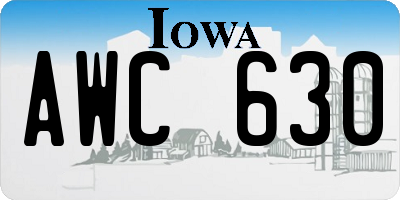 IA license plate AWC630