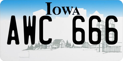 IA license plate AWC666