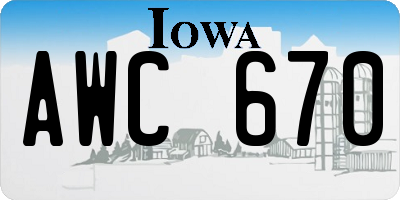 IA license plate AWC670