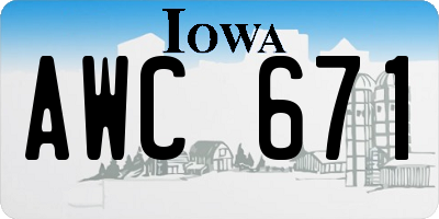 IA license plate AWC671