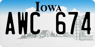 IA license plate AWC674