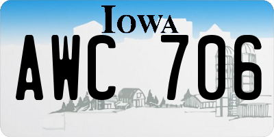 IA license plate AWC706