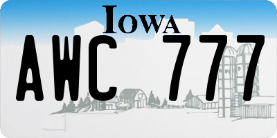 IA license plate AWC777