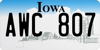 IA license plate AWC807