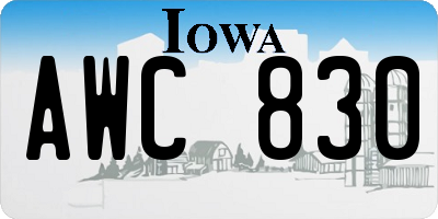 IA license plate AWC830
