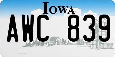 IA license plate AWC839