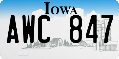 IA license plate AWC847