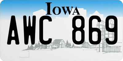 IA license plate AWC869