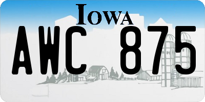 IA license plate AWC875