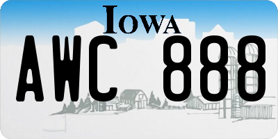 IA license plate AWC888