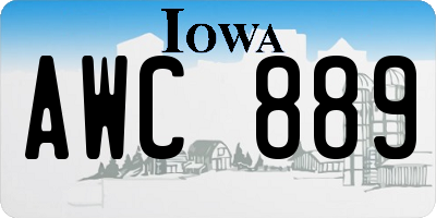 IA license plate AWC889