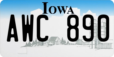 IA license plate AWC890