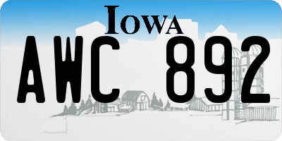 IA license plate AWC892