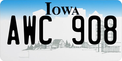 IA license plate AWC908
