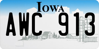 IA license plate AWC913