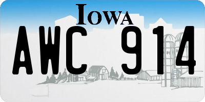 IA license plate AWC914