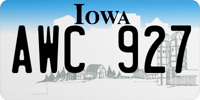 IA license plate AWC927