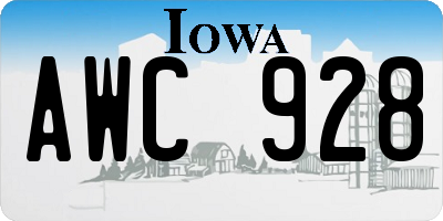IA license plate AWC928