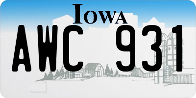 IA license plate AWC931