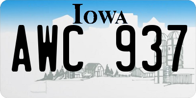 IA license plate AWC937
