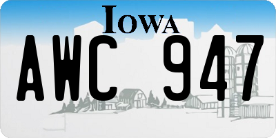 IA license plate AWC947