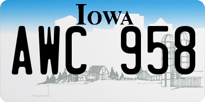 IA license plate AWC958