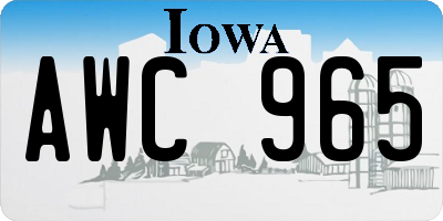 IA license plate AWC965