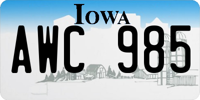IA license plate AWC985