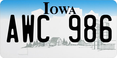 IA license plate AWC986