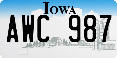 IA license plate AWC987