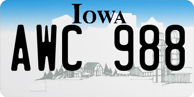 IA license plate AWC988