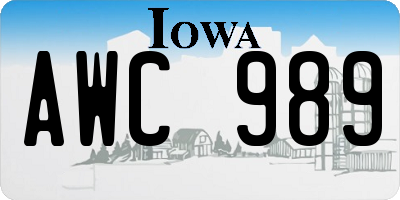 IA license plate AWC989