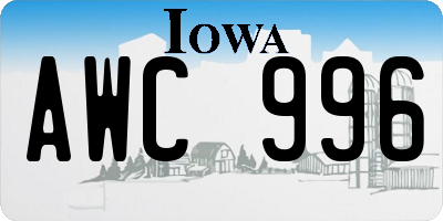 IA license plate AWC996