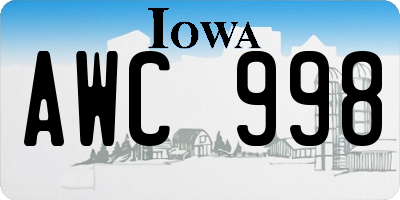 IA license plate AWC998