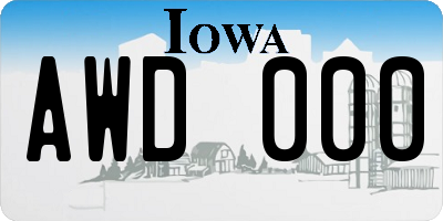 IA license plate AWD000