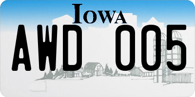 IA license plate AWD005