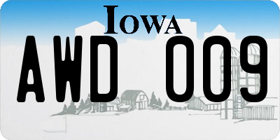 IA license plate AWD009