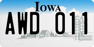 IA license plate AWD011