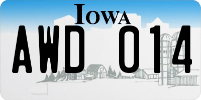 IA license plate AWD014