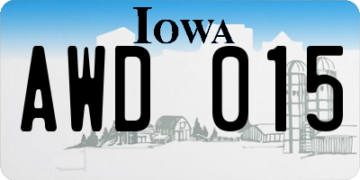 IA license plate AWD015