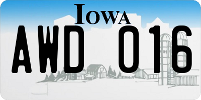 IA license plate AWD016