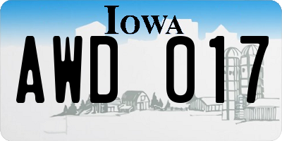 IA license plate AWD017