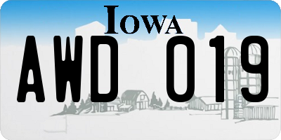 IA license plate AWD019